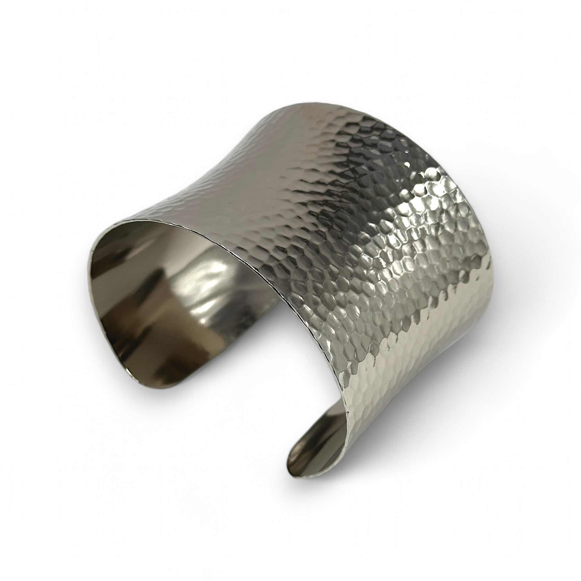 Wide Concave Hammered Cuff Bracelet