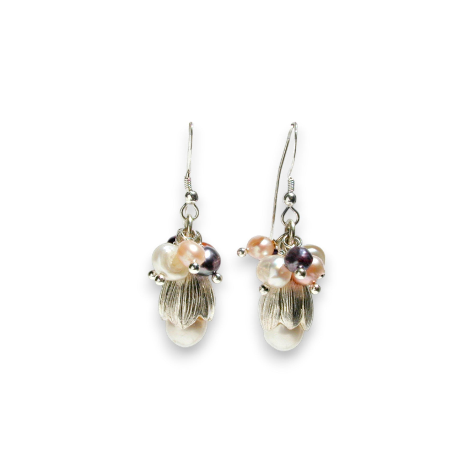 Pearls and Sterling Bud Earrings