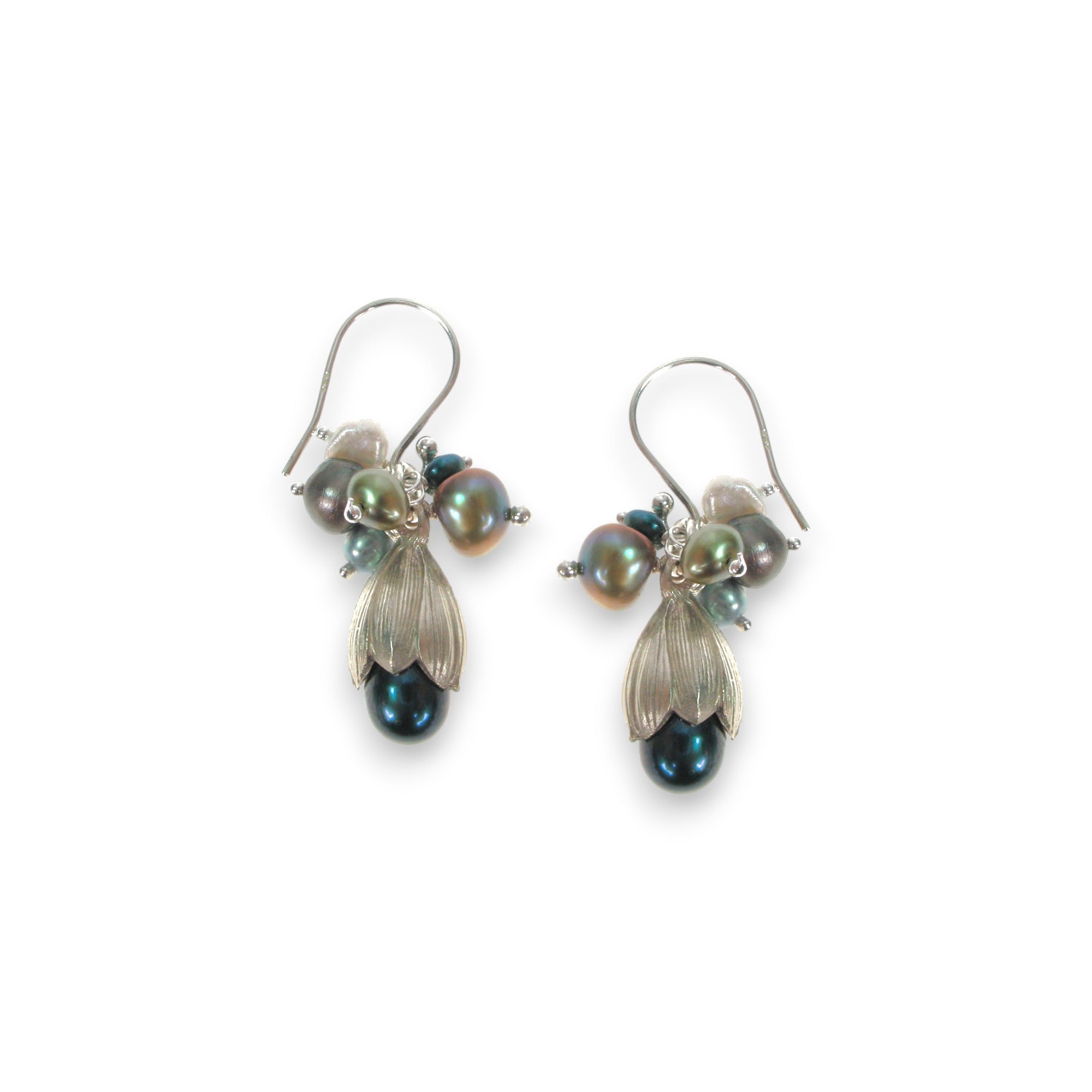 Pearls and Sterling Bud Earrings