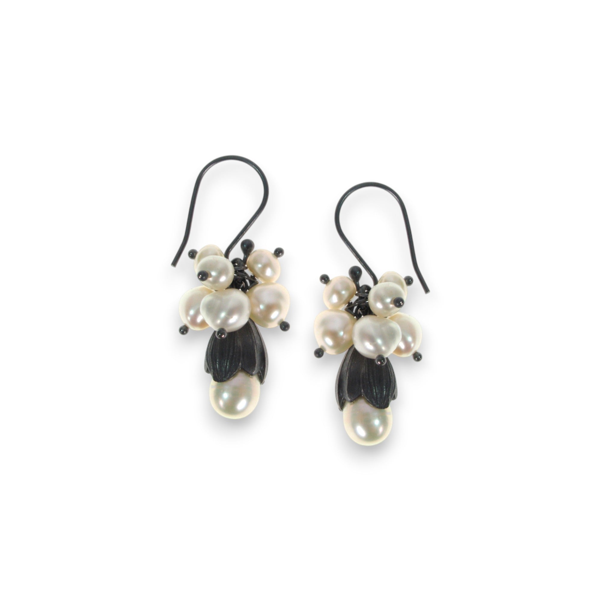 Pearls and Sterling Bud Earrings