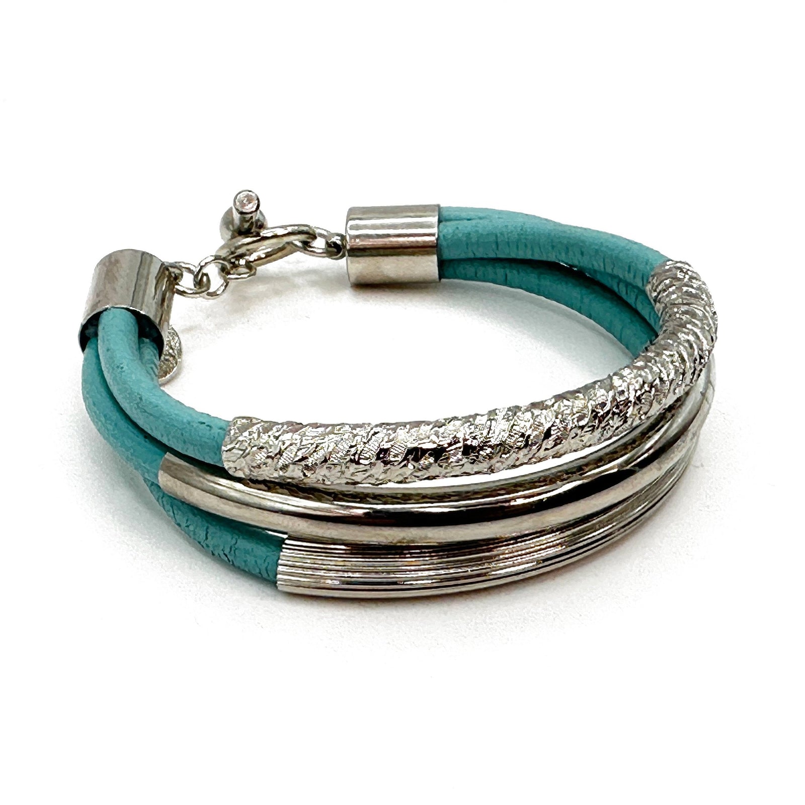 Multi Strand Leather Wrap Bracelet | Erica Zap Designs Black | Rhodium Clasp