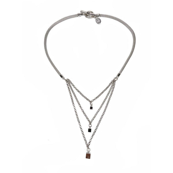 Geometric Drop Layered Mesh Necklace - Erica Zap Designs