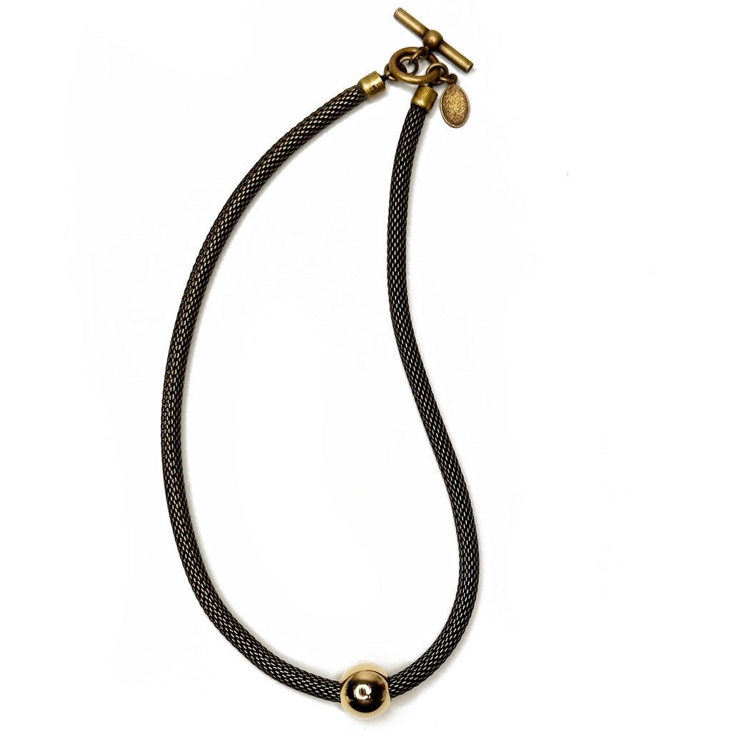 Large Oval Mesh Bead Necklace in Rhodium, Brass, Black & Copper Finish by  Erica Zap (Metal