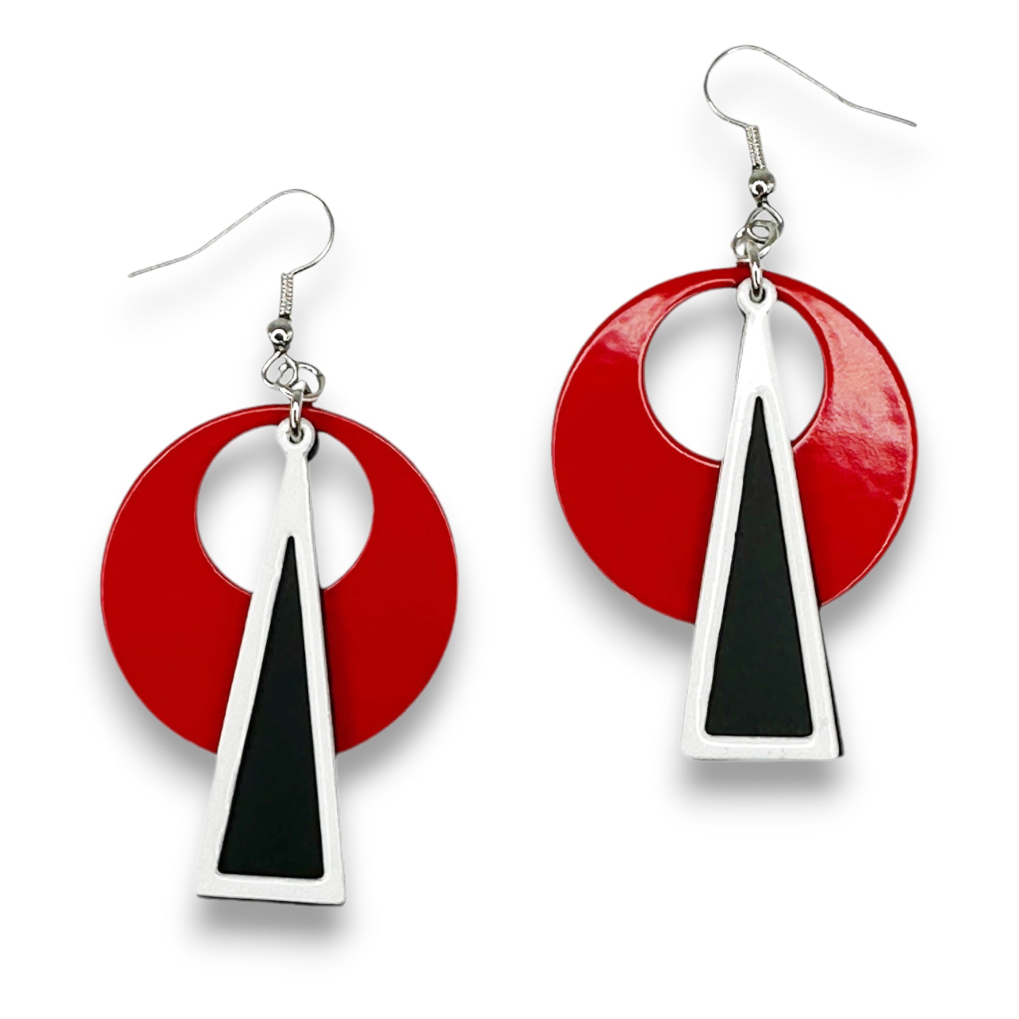 Mod Circle Triangle Earrings