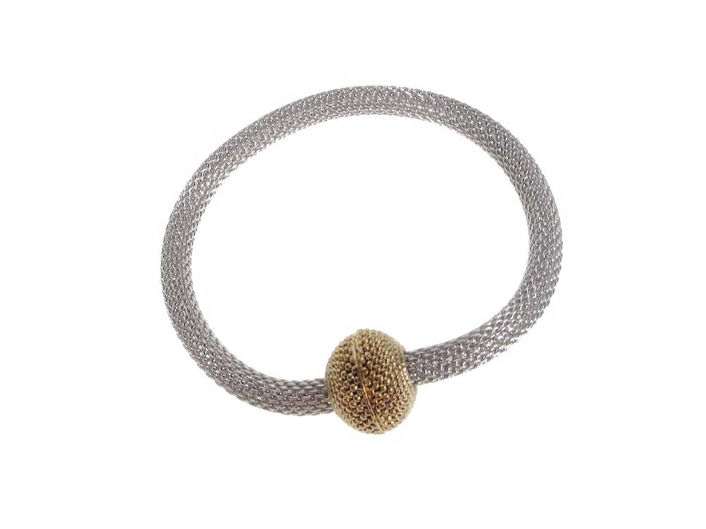 Mesh Bracelet with Textured Magnetic Clasp