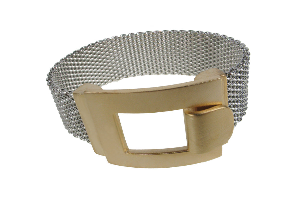 Flat Mesh Bracelet with Square Hook Clasp Rhodium | Gold Clasp