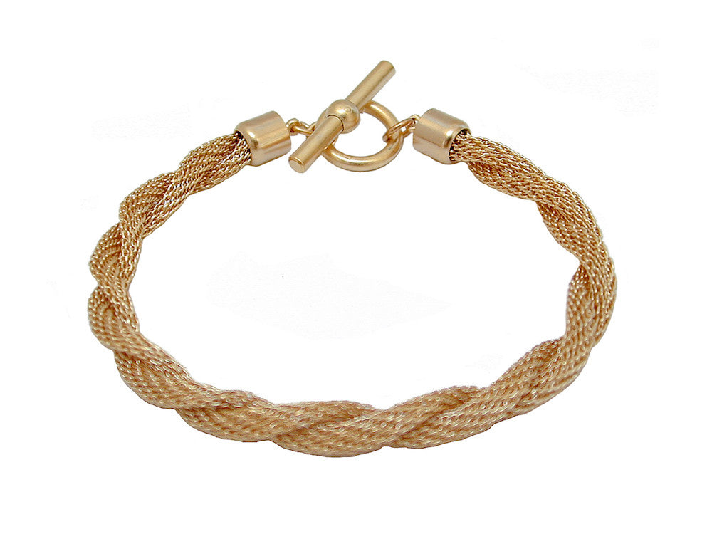 Black Cord String Toggle Bracelet for Men (Gold)