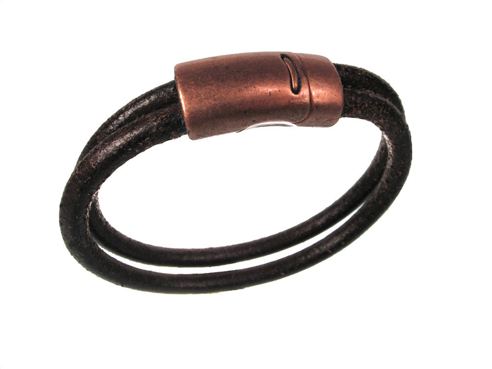 Men's Leather Bracelet | Double Strand Magnetic Clasp