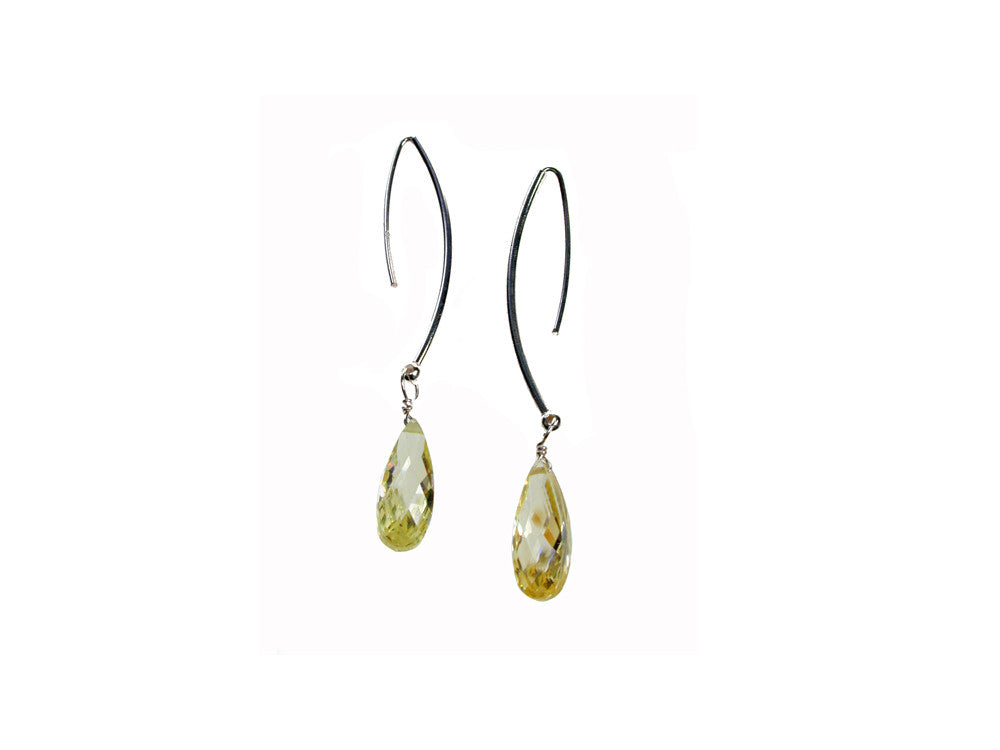 Sterling Wire Earrings with Medium Crystal Drop - Erica Zap Designs