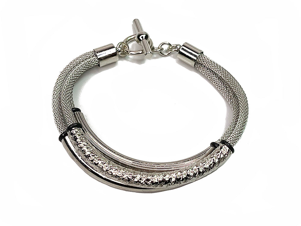 3-Strand Mesh Bracelet with Textured Magnetic Clasp