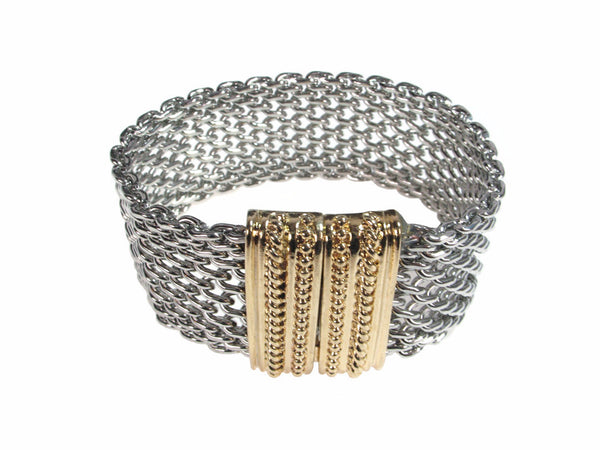 Domed Mesh Bracelet with Textured Magnetic Clasp