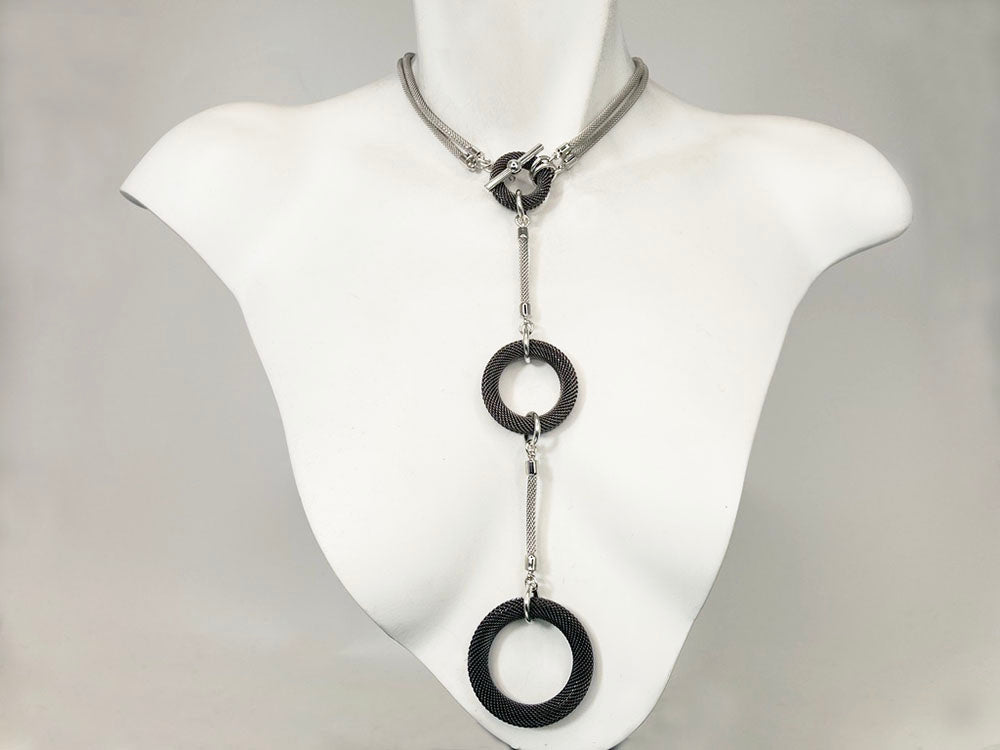 2-Way Mesh Necklace with Circle Drops