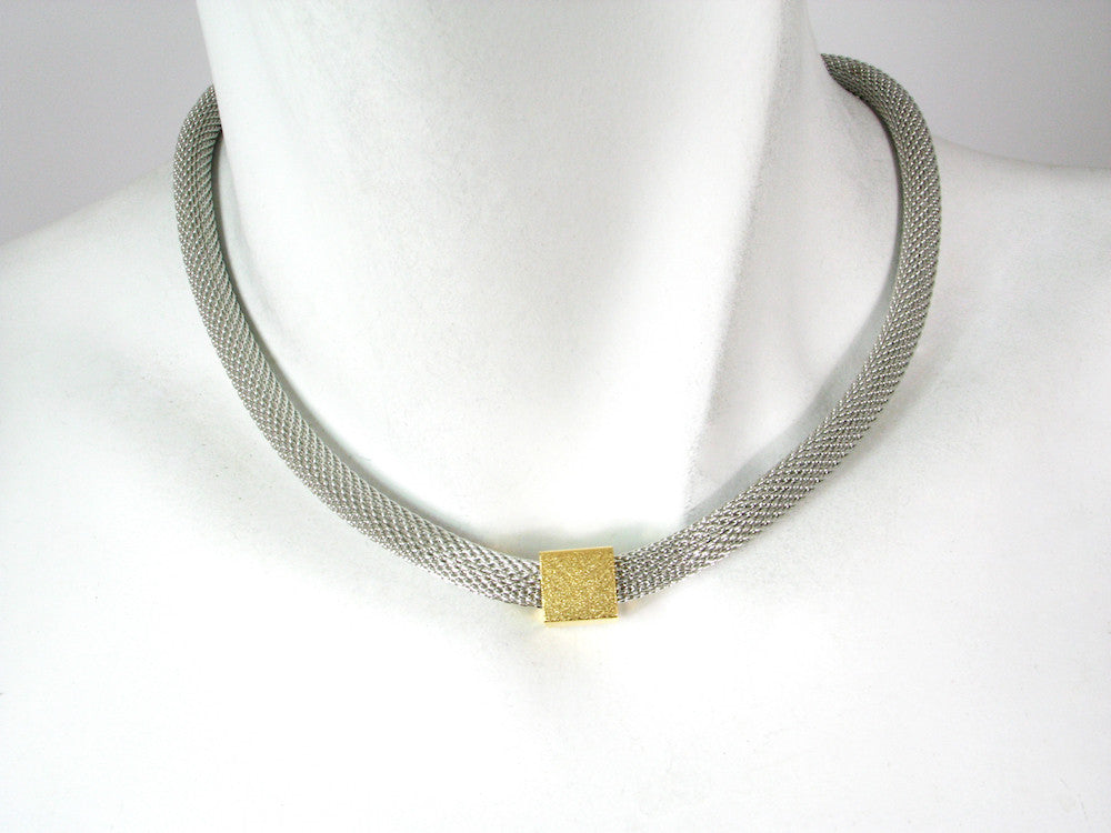 Gold Plated Mesh Necklace with Rhodium Ball by Erica Zap Design — Fire Arts  Vermont