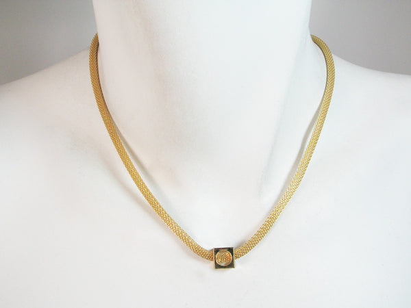 Thick Mesh Necklace with Square Bead - Evalyn Dunn Gallery