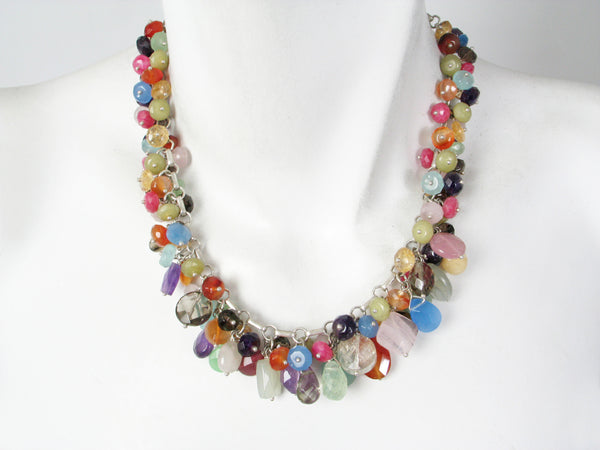 Bright Mix Stone Cluster Necklace - Erica Zap Designs