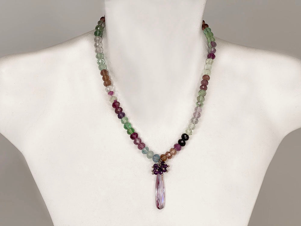 VONTER Fine Jewelry April May Birthstone Simulated Diamond Emerald Necklace  for Mom Mothers Day Birthday Gifts Sterling Silver Garnet Amethyst  Aquamarine Necklace with 18 Inch Silver Chain-Purple - Walmart.com