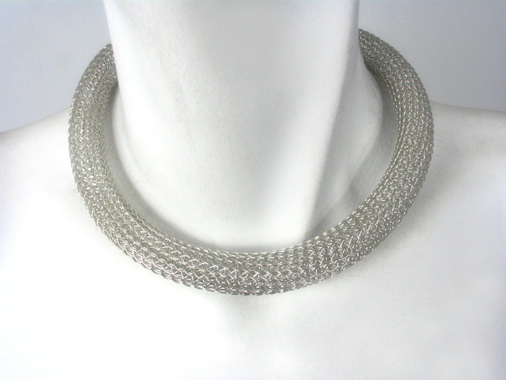 Crochet tube necklace, buy short wire mesh necklace