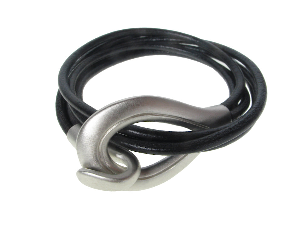 Multi Strand Leather Wrap Bracelet | Erica Zap Designs Brown | Antique Brass Clasp